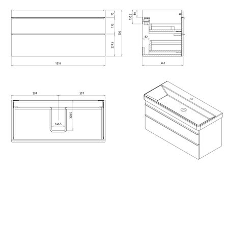 SITIA szafka umywalkowa 101,4x50x44,2cm, 2 szuflady, sosna rustykalna