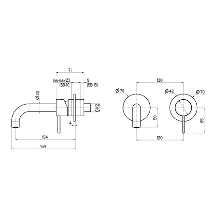 ULTRAMIX bateria podtynkowa umywalkowa 2-elementowea, główka 16cm, złoto mat