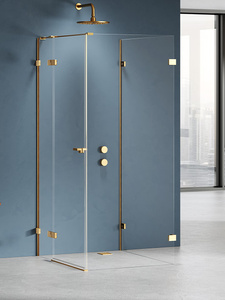 Kabina prysznicowa EVENTA GOLD BRUSHED 1D kwadratowa przyścienna L 80x80x200 szkło czyste 8mm Active Shield 2.0