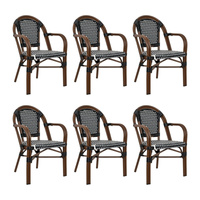 Zestaw 6 krzeseł ogrodowych CAFE PARIS    ARM brązowy rattan