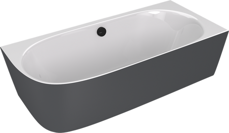 SUSSI R wanna przyścienna, narożna, kompozyt, 160x70x50cm, biały/antracyt mat