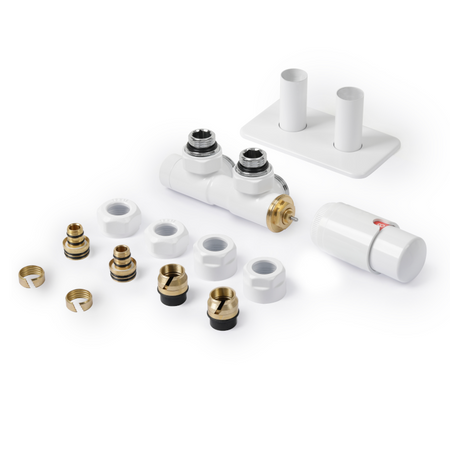 Zestaw zaworów Twins kątowy prawy Biały