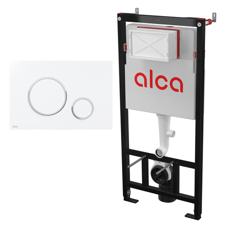 RAK Ceramics RESORT Miska WC podwiesz. Rimless 52x36 cm biały połysk ze stelażem i przyciskiem Przycisk THIN Biały Połysk / Chrom Połysk Alcadrain