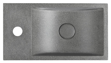 CREST L umywalka betonowa z korkiem, 40x22cm, czrany granit