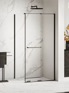NZ4 Kabina prysznicowa SMART BLACK 1D prostokątna U 130x100x200 szkło czyste 8mm Active Shield 2.0 - WIESZAK