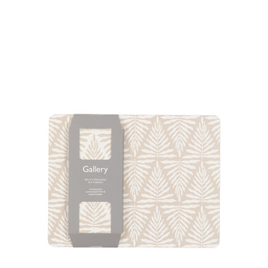 Leaf ZigZag Ecru Placemat and Coaster Set
