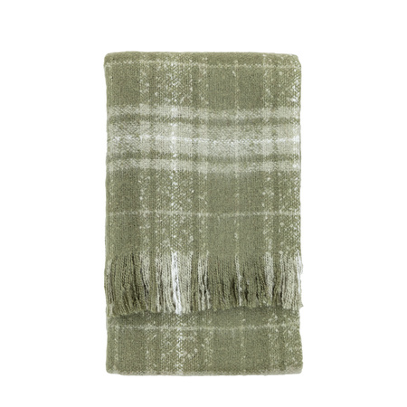 Check Faux Mohair Throw Olive 1300x1800mm