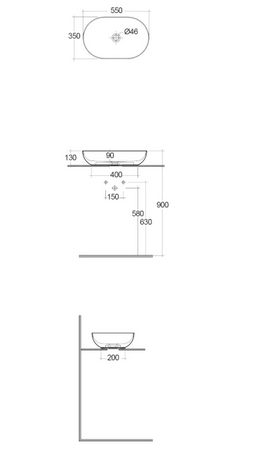 RAK Ceramics BATU Umywalka slim nablatowa owalna 55x35 cm Mica Cool Grey