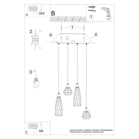 Lampa wisząca SUBA 4L czarna