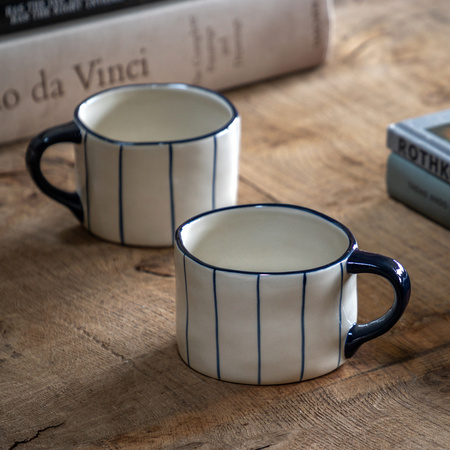 Organic Stripe Mug Blue (4pk)
