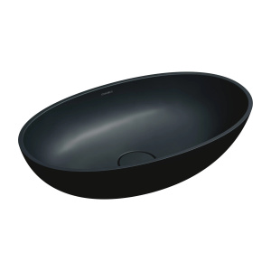 SHELL M+ umywalka nablatowa, 60 x 35 cm, black lava mat