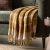 Poly Faux Mohair Check Throw Mustard 1300x1500mm