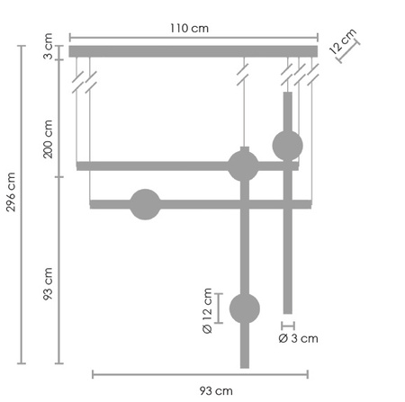 Lampa wisząca O-LINE L-4 - LED, 110 cm, mosiądz