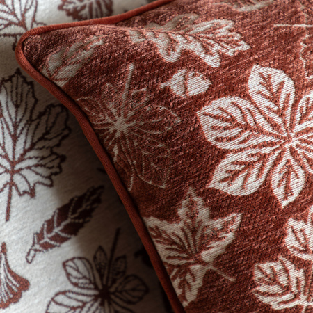 Autumn Leaf Chenille Cushion Rust 450x450mm