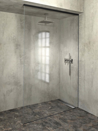 ARCHITEX zestaw do mocowania szkła podłoga-ściana-sufit z listwą spadkową, 1615x2600mm, prawy, czarny mat