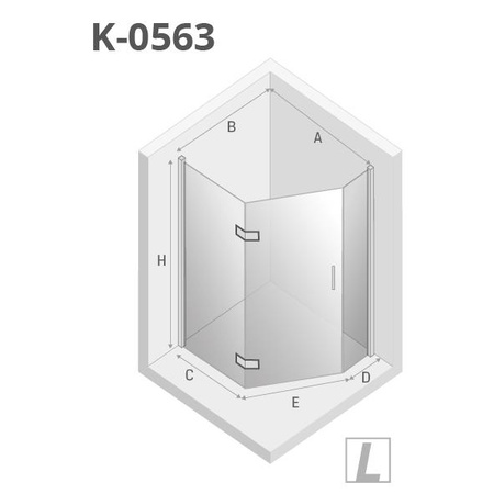 KABINA NEW AZURA ASYMETRYCZNA L 100x80x195 CZYSTE 6mm ACTIVE SHIELD