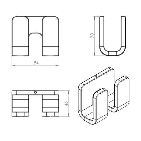 OUTLINE hak podwójny, chrom