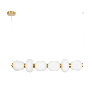 Lampa wisząca BRILLA-6, 125 cm - LED, złota, nieregularne białe kule