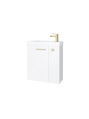 Szafka łazienkowa wisząca z umywalką 55 cm biały mat złoty uchwyt NOOK 010-SU55-01+TR41366