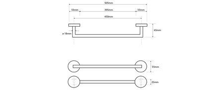 X-ROUND wieszak na ręczniki 450mm, chrom