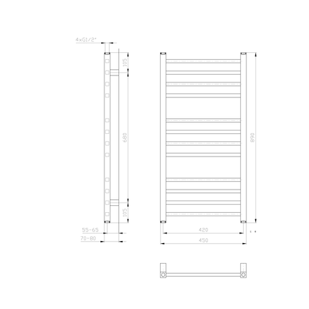 METRO grzejnik łazienkowy 450x890 mm, biała