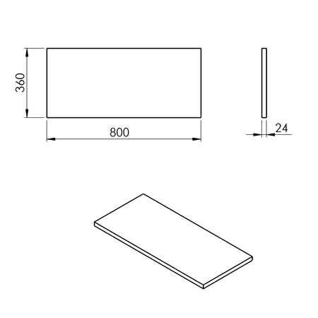 PLATO blat Rockstone 800x24x360mm, biały mat