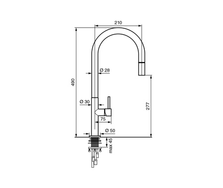 Bateria zlewozmywakowa stojąca z wężem operacyjnym-Emmevi Rubinetterie/Piper