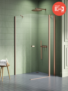 NZ2 Kabina prysznicowa NEW SOLEO COPPER BRUSHED 1D prostokątna U 80x110x195 szkło czyste 6mm Active Shield 2.0 - z el. stałym