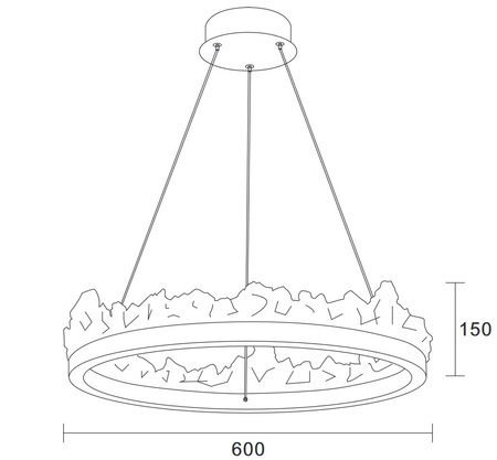 Lampa wisząca MONTANA 60 cm - LED, złoty kryształowy ring