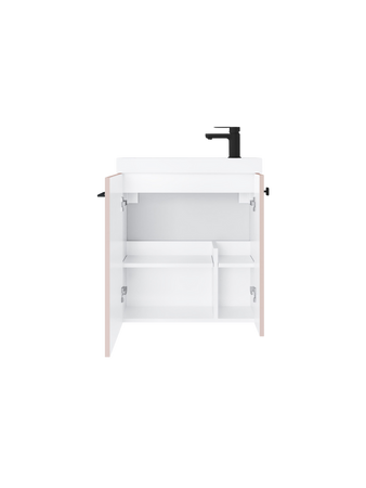 Szafka łazienkowa wisząca z umywalką 55 cm rose mat uchwyt czarny mat NOOK 010-SU55-12+TR41366