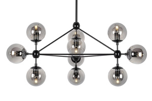 MOOSEE lampa wisząca PLANETARIO 10        czarna - klosze dymione