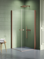 Kabina prysznicowa NEW SOLEO COPPER BRUSHED 2D prostokątna U 80x90x195 szkło czyste 6mm Active Shield 2.0 - wahadłowe