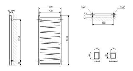 ZIG grzejnik 500x1334 mm, antracyt