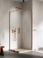 Kabina prysznicowa SMART COPPER BRUSHED 2D prostokątna U 90x100x200 szkło czyste 8mm Active Shield 2.0