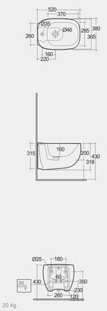 ILLUSION Bidet podwieszany 52x38cm biały połysk