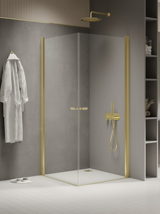 NZ2 Kabina prysznicowa NEW SOLEO LIGHT GOLD 2D prostokątna U 70x100x195 szkło czyste 6mm Active Shield 2.0 - wahadłowe