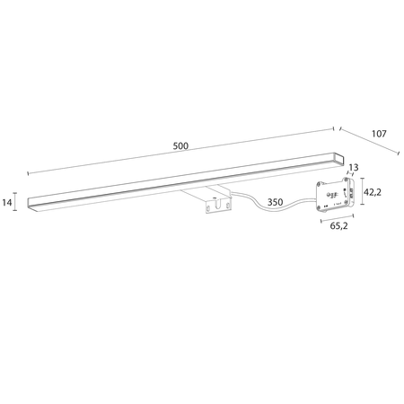 ESTHER 2 oświetlenie ścienne LED, 8 W, 500x14x107 mm, IP44, czarny