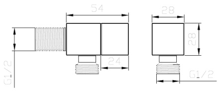Zawór kątowy przyłączeniowy 1/2x3/8 mosiężny, czarny