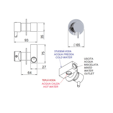 RHAPSODY bateria bidetowa podtynkowa, 1 wyjście, chrom