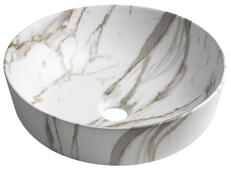 RONDEA umywalka ceramiczna nablatowa średnica 41cm, bianco carrara