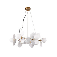 Lampa wisząca CHIC-9, 75 cm - złoty żyrandol z białymi kulami