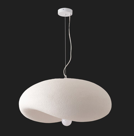 Lampa wisząca STONE FLAT 60 cm - biała lampa w stylu japandi