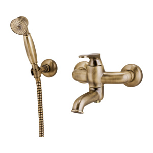 ART DECO bateria wannowa z zestawem prysznicowym, brąz antyczny szczotkowany