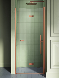NZ2 Drzwi wnękowe NEW SOLEO COPPER BRUSHED 1D P 70x195 szkło czyste 6mm Active Shield 2.0 - składane