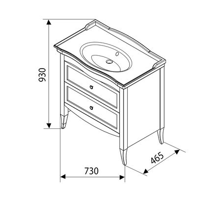 RETRO szafka umywalkowa 73x80x46,5cm, buk