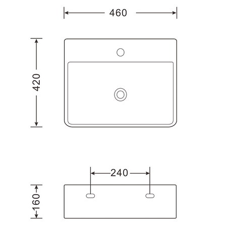 NEASA umywalka ceramiczna nablatowa 46x42cm, biały