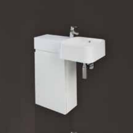 Zestaw PETIT Umywalka kwadrat L z otworem, szafkaJOY Biały