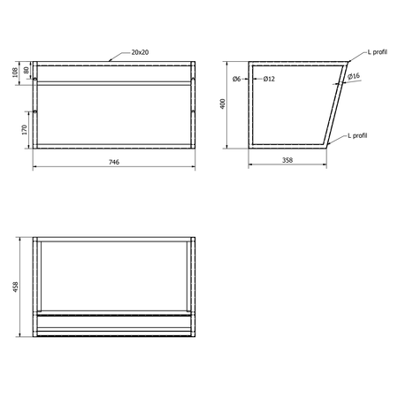 SKA konsola pod umywalkę z półką 750x400x460mm, biały mat