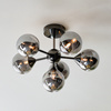 Lampa sufitowa Oscar – 6-punktowa, czarna / dymiona, 49,8 × 49,8 × 37 cm