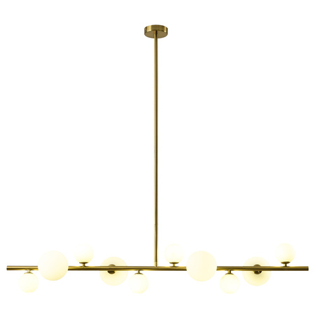 Lampa wisząca MILKY DROP 120 cm- złota z białymi kloszami